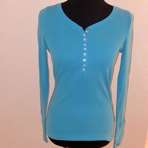 Blue long sleeve Henley top